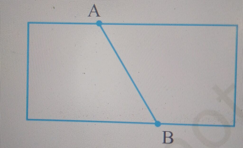 Line segment illustration showing a straight line with two endpoints labeled A and B, demonstrating the concept of a finite length in geometry.